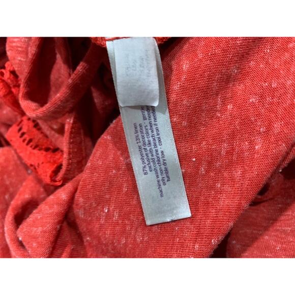 22/24 Cacique Womens Sleep Loungewear Tshirt Top Linen Blend Light Red - Picture 8 of 8